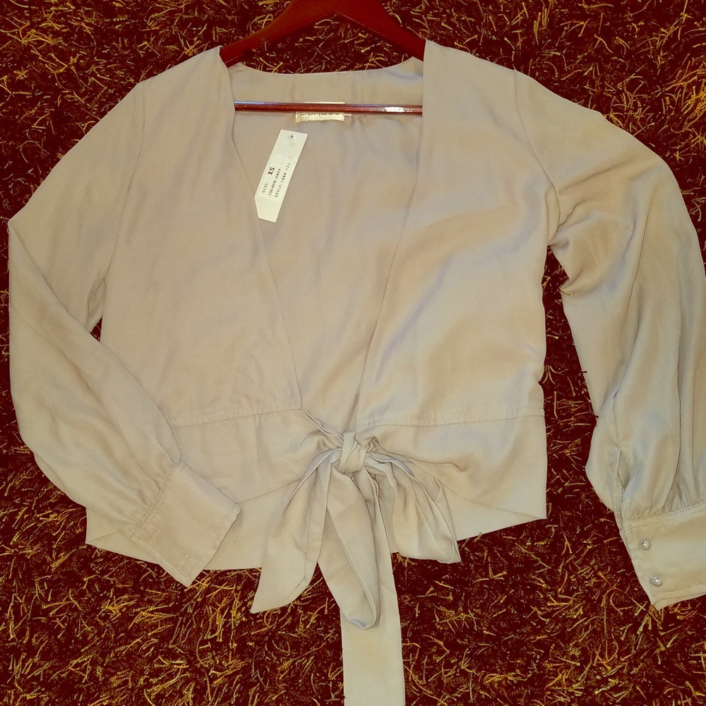 NWT! Chiffon nude colored cropped wrap jacket